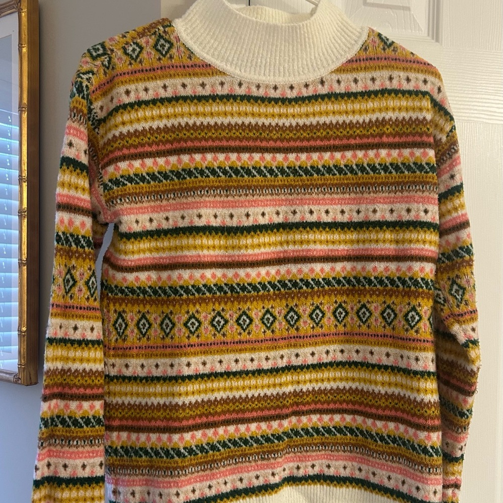 Talbots Multicolor Striped Turtleneck Sweater